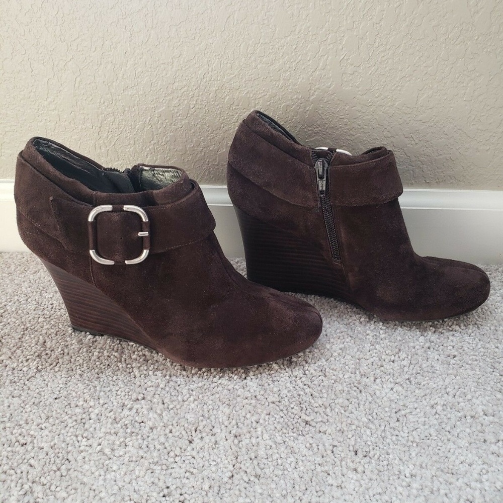Banana Republic Brown Suede Leather Wedge Booties